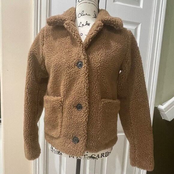 ABERCOMBIE & FITCH JACKET TEDDY BEAR TAN SZ XS COZZY TRENDY VERSATILE AESTHETIC - Picture 11 of 13